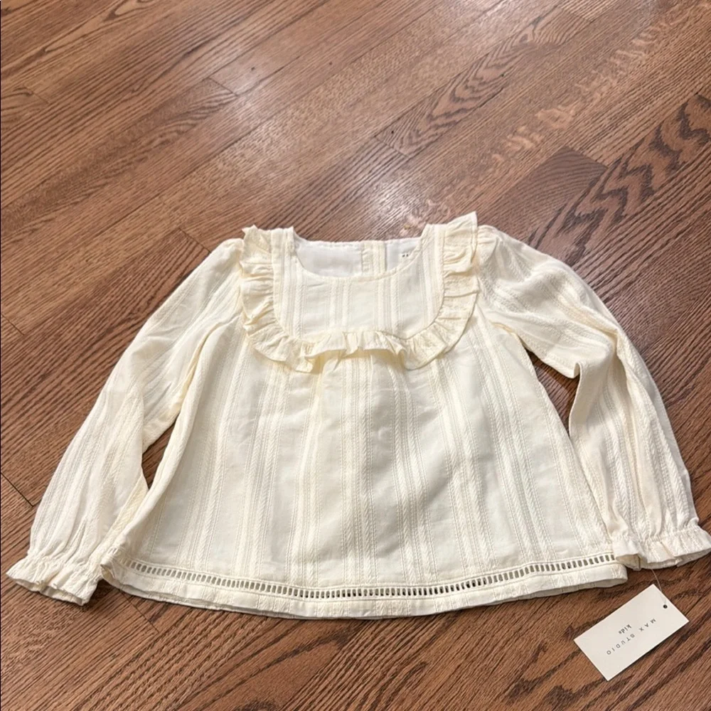 Girls' Max studio Cream Ruffle Top - Picture 1 of 3